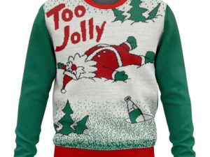 Overly Cheerful Santa Ugly Christmas Sweater - Image 1