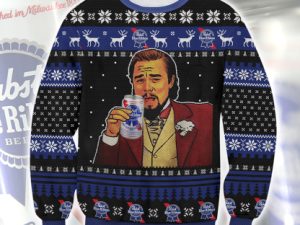 Pabst Blue Ribbon Beer Meme Ugly Christmas Sweater - Image 1