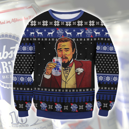 pabst blue ribbon beer meme ugly christmas sweater 1 Pabst Blue Ribbon Beer Meme Ugly Christmas Sweater - Image 1