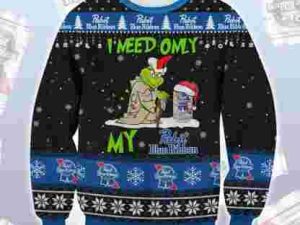Pabst Blue Ribbon Grinch Need Ugly Christmas Sweater - Image 1