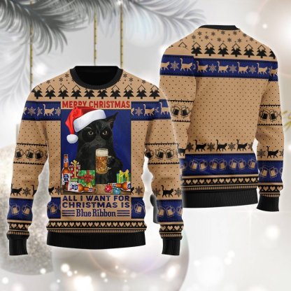 pabst blue ribbon is all i want for ugly christmas sweater 1 Pabst Blue Ribbon Is All I Want For Ugly Christmas Sweater - Image 1