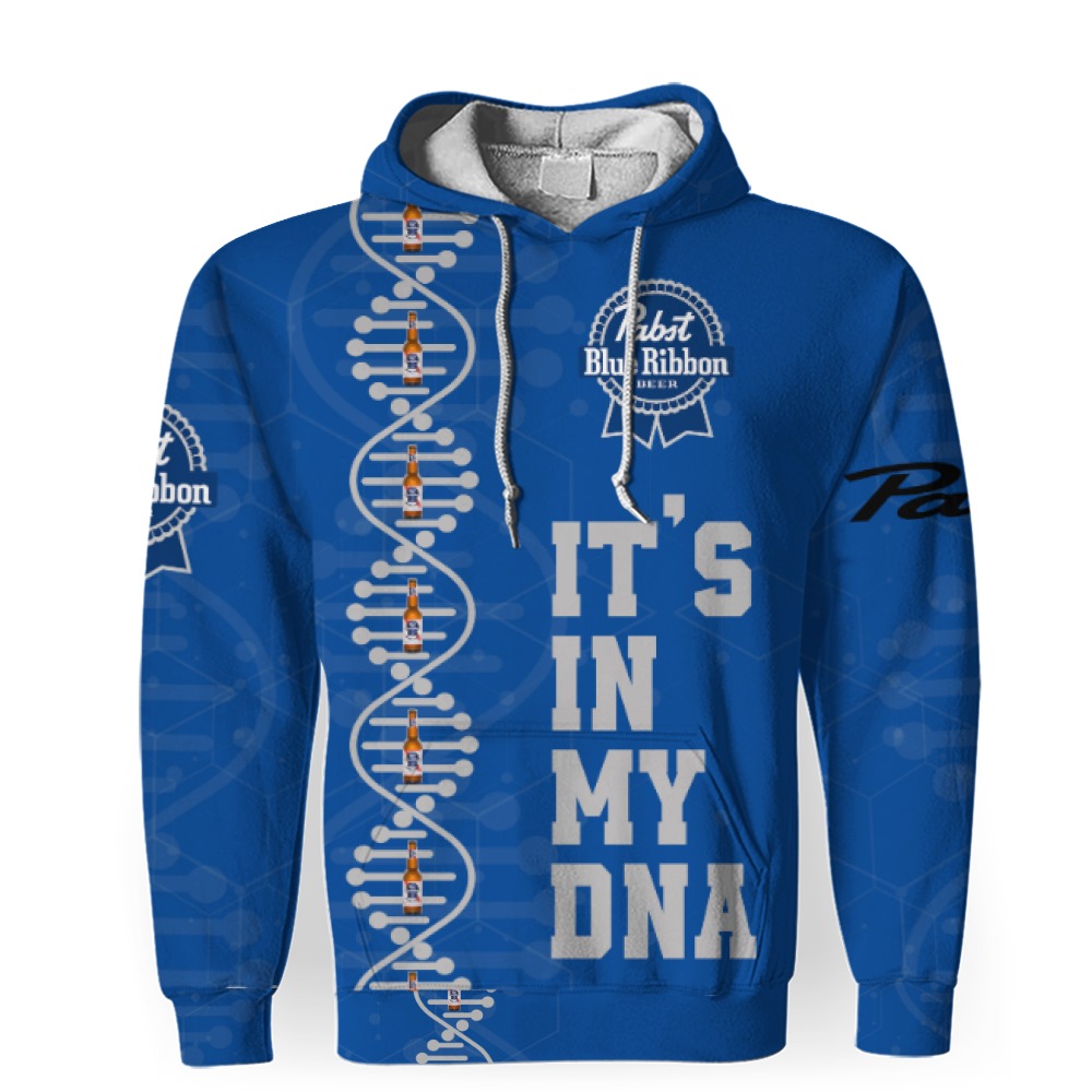pabst blue ribbon its in my dna 3d unisex hoodie 1 Pabst Blue Ribbon It's In My DNA-3D Unisex Hoodie - Image 1