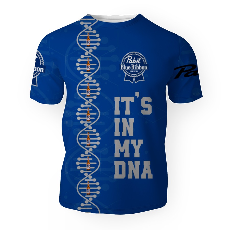 pabst blue ribbon its in my dna 3d unisex t shirt 1 Pabst Blue Ribbon It's In My DNA-3D Unisex T-Shirt - Image 1