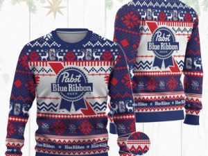 Pabst Blue Ribbon Ugly Christmas Sweater - Image 1