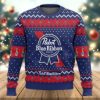 Pabst Blue Ribbon Ugly Christmas Sweater Holiday Present - Image 1