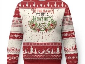 Pagan Xmas Ugly Christmas Sweater Tis The Season To Be A Heathen Yule - Image 1