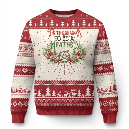 pagan xmas ugly christmas sweater tis the season to be a heathen yule 1 Pagan Xmas Ugly Christmas Sweater Tis The Season To Be A Heathen Yule - Image 1