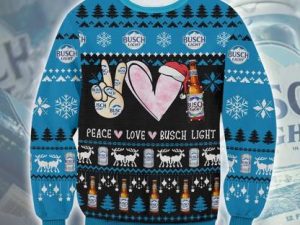 Peace Love Busch Light Ugly Christmas Sweater - Image 1