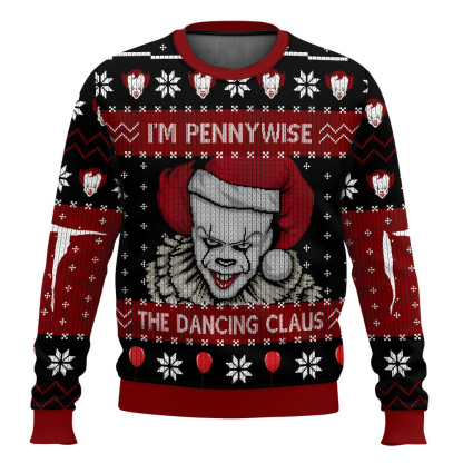 pennywise ugly christmas sweater holiday gift 1 Pennywise Ugly Christmas Sweater Holiday Gift - Image 1