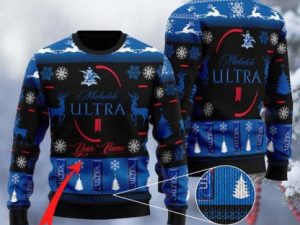 Personalized Black Michelob Ultra Ugly Christmas Sweater - Image 1