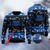 Personalized Bud Light Logo With Reindeer Black And Blue Ugly Christmas Sweater - Image 1