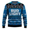 Personalized Bud Light Pine Tree Snowing Ugly Christmas Sweater - Image 2