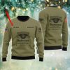 Personalized Budweiser Flag Military Green Ugly Christmas Sweater - Image 1
