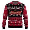 Personalized Budweiser Pine Tree Snowing Ugly Christmas Sweater - Image 2