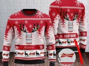 Personalized Budweiser Ugly Christmas Sweater - Image 1