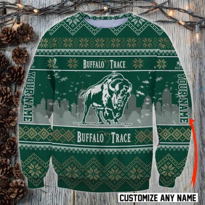 personalized buffalo trace ugly christmas sweater 1 Personalized Buffalo Trace Ugly Christmas Sweater - Image 1