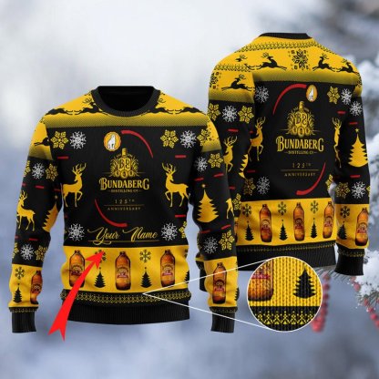 personalized bundaberg black ugly christmas sweater 1 Personalized Bundaberg Black Ugly Christmas Sweater - Image 1