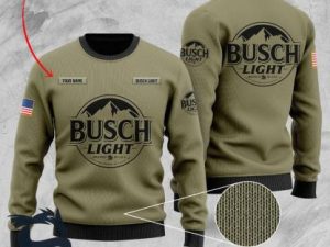 Personalized Camo Busch Light Ugly Christmas Sweater - Image 1