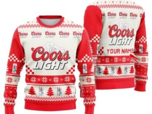 Personalized Coors Light Christmas Star Ugly Christmas Sweater - Image 1