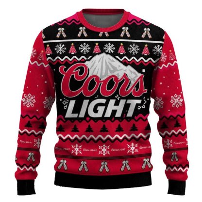 personalized coors light pine tree snowing ugly christmas sweater 2 Personalized Coors Light Pine Tree Snowing Ugly Christmas Sweater - Image 2