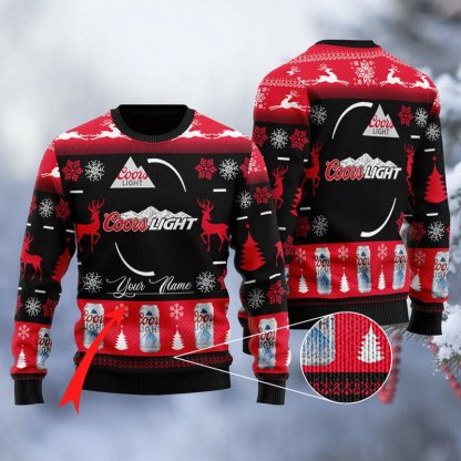 personalized coors light ugly christmas sweater 1 Personalized Coors Light Ugly Christmas Sweater - Image 1