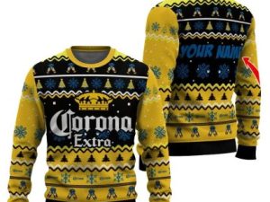 Personalized Crisp And Refreshing Lager Extra Pine Tree Snowing Ugly Christmas Sweater - Image 1
