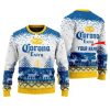 Personalized Crisp And Refreshing Lager Extra Reindeer Ugly Christmas Sweater - Image 1