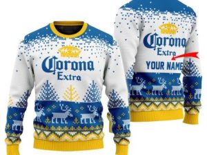 Personalized Crisp And Refreshing Lager Extra Reindeer Ugly Christmas Sweater - Image 1