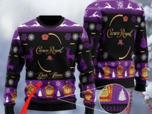 Personalized Crown Royal Black Ugly Christmas Sweater - Image 1
