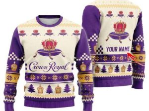 Personalized Crown Royal Christmas Star Ugly Christmas Sweater - Image 1
