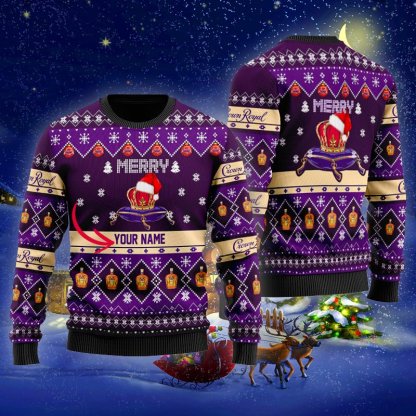 personalized crown royal merry ugly christmas sweater 1 Personalized Crown Royal Merry Ugly Christmas Sweater - Image 1