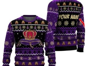 Personalized Crown Royal Pine Tree Snowing Ugly Christmas Sweater - Image 1