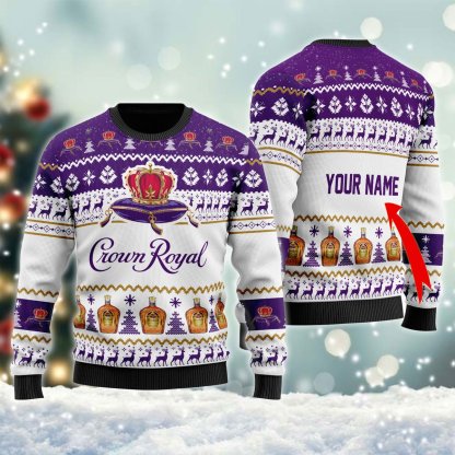 personalized crown royal ugly christmas sweater 1 Personalized Crown Royal Ugly Christmas Sweater - Image 1