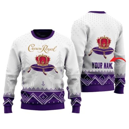 personalized crown royal winter reindeer ugly christmas sweater 1 Personalized Crown Royal Winter Reindeer Ugly Christmas Sweater - Image 1