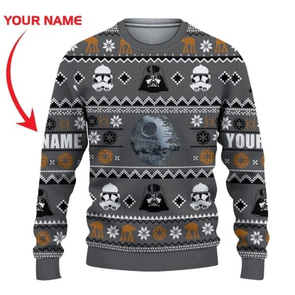 personalized darth vader ugly christmas sweater 1 Personalized Darth Vader Ugly Christmas Sweater - Image 1