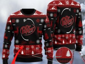 Personalized Dr Pepper Black Ugly Christmas Sweater - Image 1