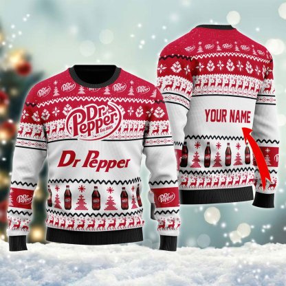 personalized dr pepper ugly christmas sweater 1 Personalized Dr Pepper Ugly Christmas Sweater - Image 1