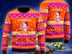 Personalized Dunkin Donuts Merry Ugly Christmas Sweater - Image 1