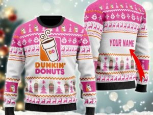 Personalized Dunkin Donuts Ugly Christmas Sweater - Image 1