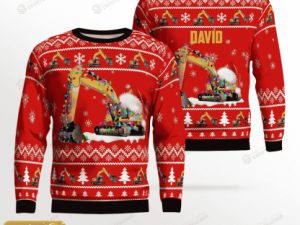 Personalized Excavator Ugly Christmas Sweater Gift For Christmas - Image 1