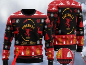 Personalized Fireball Black Ugly Christmas Sweater - Image 1