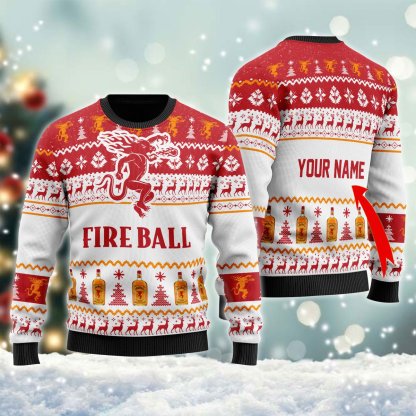 personalized fireball ugly christmas sweater holiday gift holiday gift 1 Personalized Fireball Ugly Christmas Sweater Holiday Gift Holiday Gift - Image 1