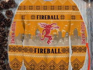Personalized Fireball Ugly Christmas Sweater Holiday Gift Xmas Gift - Image 1