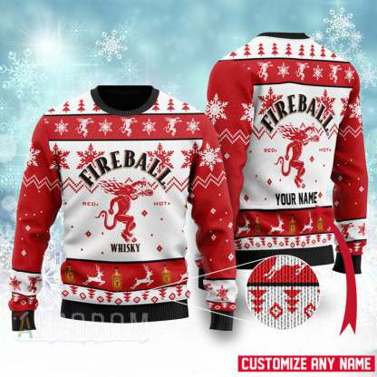 personalized fireball ugly christmas sweater xmas gift 1 Personalized Fireball Ugly Christmas Sweater Xmas Gift - Image 1