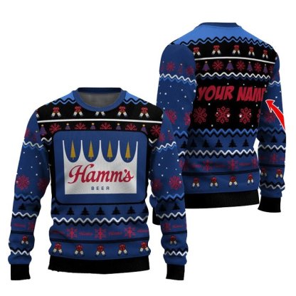 personalized hamms pine tree snowing ugly christmas sweater 1 Personalized Hamms Pine Tree Snowing Ugly Christmas Sweater - Image 1