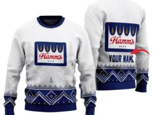 Personalized Hamms Winter Reindeer Ugly Christmas Sweater - Image 1
