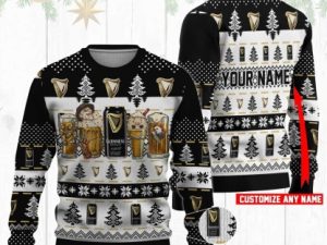 Personalized Iconic Irish Stout Horror Drink Ugly Christmas Sweater - Image 1