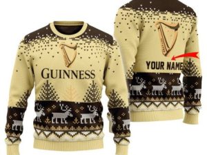 Personalized Iconic Irish Stout Reindeer Ugly Christmas Sweater - Image 1