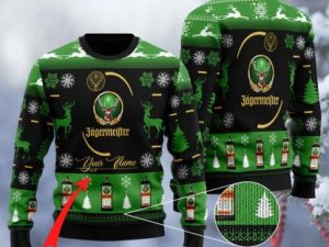 Personalized Jagermeister Black Ugly Christmas Sweater - Image 1