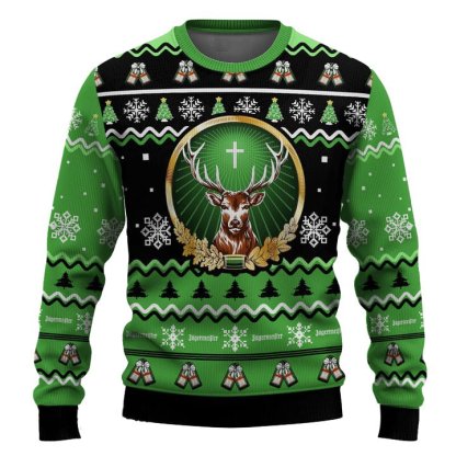 personalized jagermeister pine tree snowing ugly christmas sweater 2 Personalized Jagermeister Pine Tree Snowing Ugly Christmas Sweater - Image 2